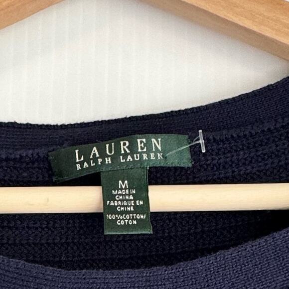 Lauren by Ralph Lauren navy boatneck short sleeve sweater size medium - Picture 6 of 6